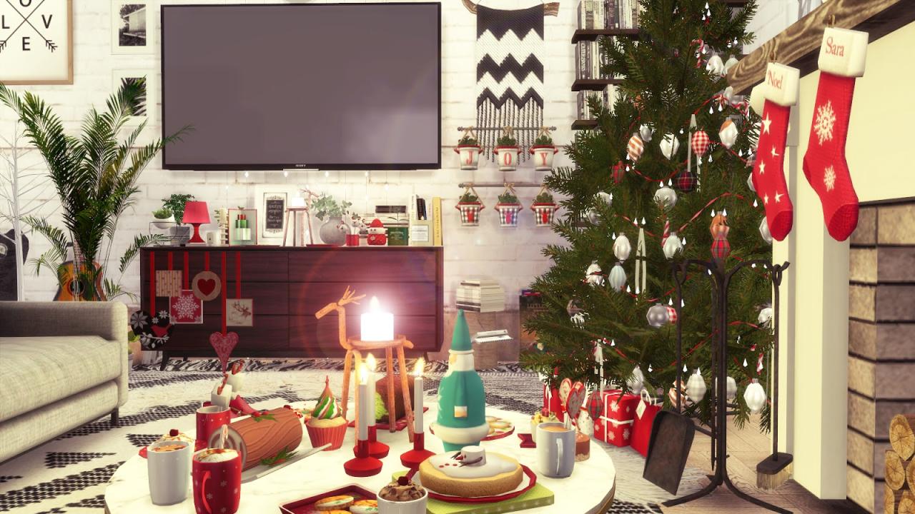 christmas decor sims 4 SIMS 4 CHRISTMAS ROOM DL + CC Bárbara Sims