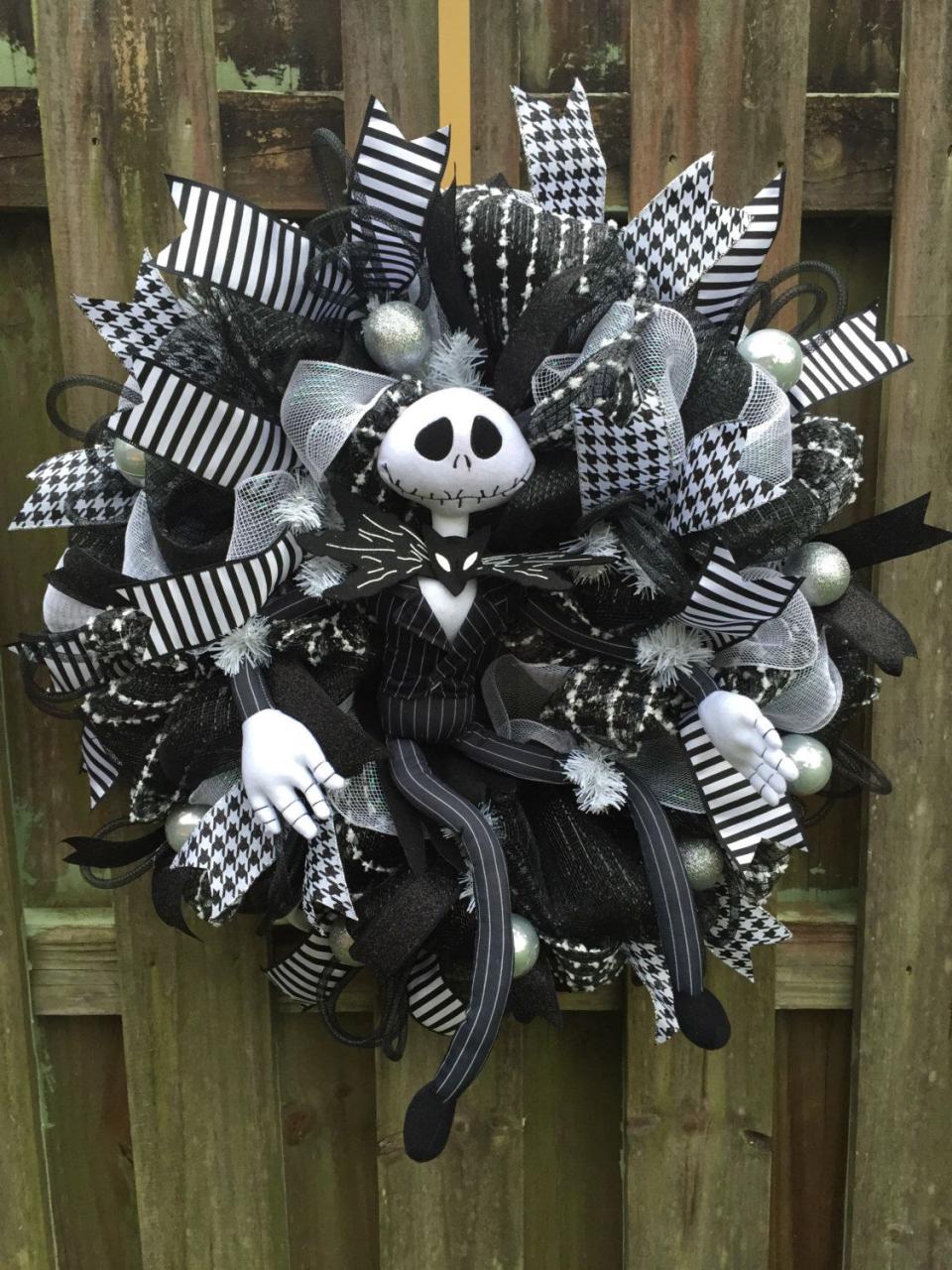 jack skellington christmas decor Jack Skellington Wreath, Nightmare Before Christmas Wreath, NMBC Wreath, Jack Skellington Decor