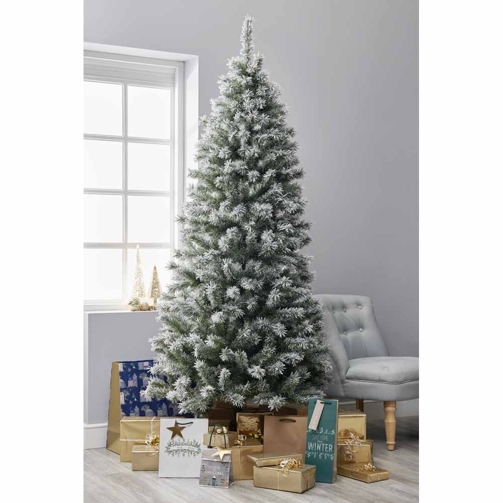 christmas decoration tree sale Wilko 7ft Flocked Fir Artificial Christmas Tree Wilko