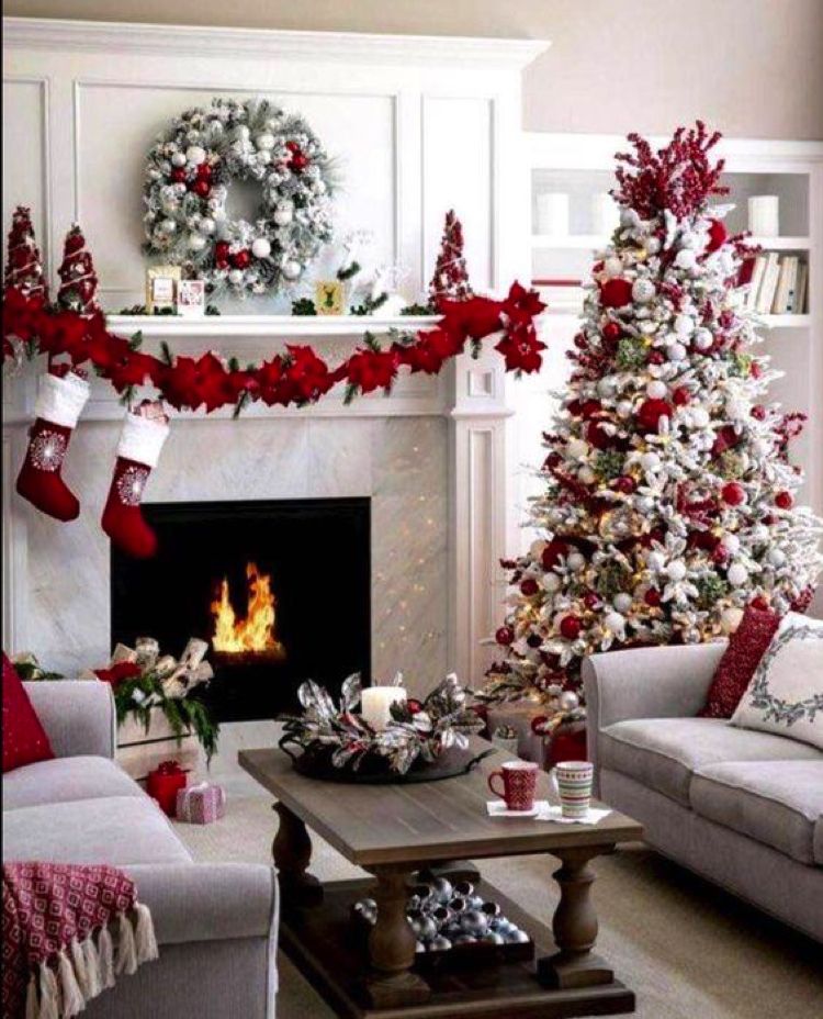 christmas house decorations inside pinterest Spotted on Pinterest Cozy Christmas Living Rooms Mosaics Lab