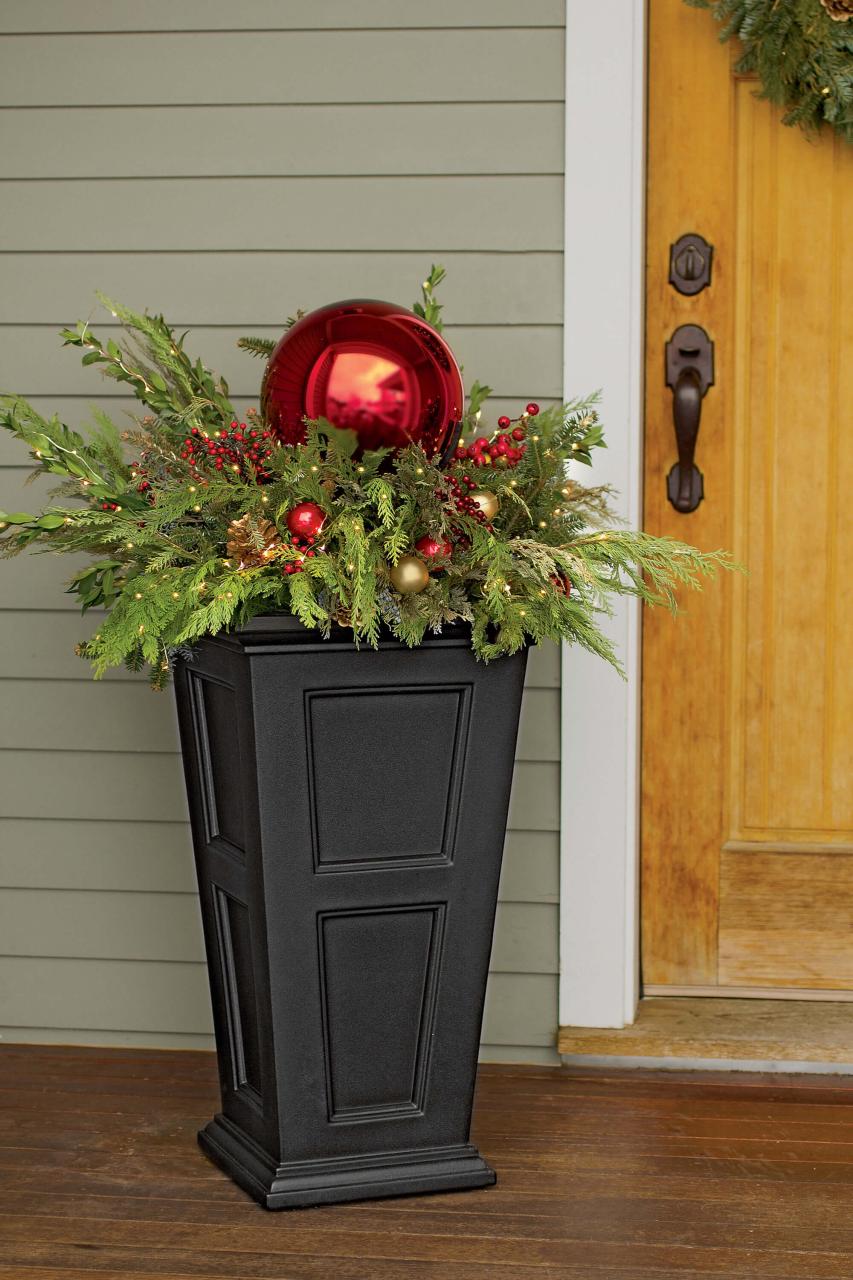 christmas decor for planters 35 Best Outdoor Holiday Planter Ideas and Designs for 2021