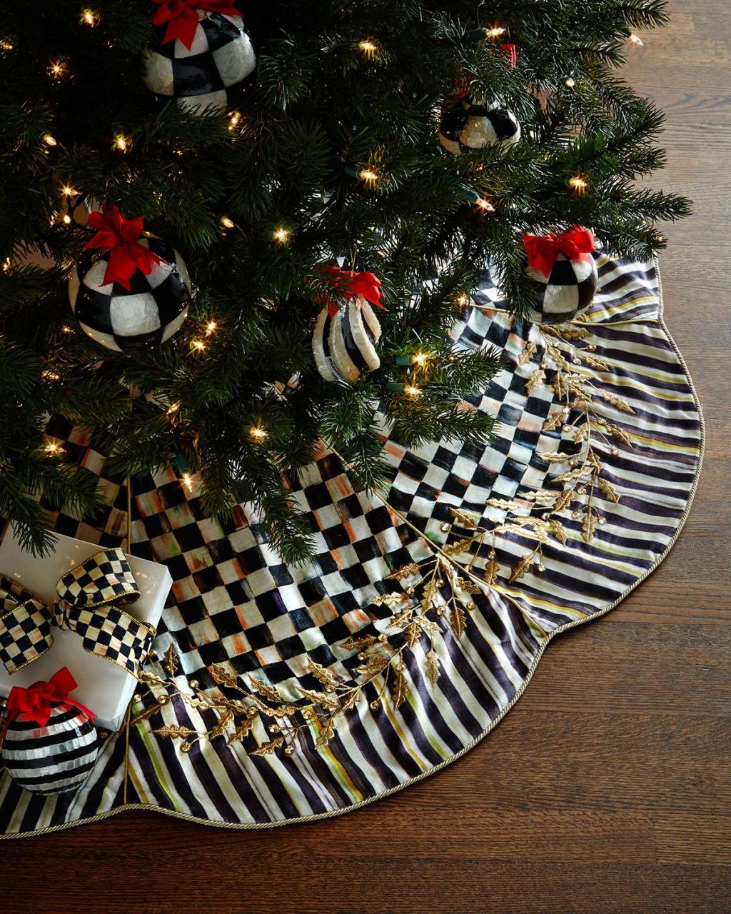 mackenzie childs christmas decor MacKenzieChilds Golden Laurel Christmas Tree Skirt Christmas tree skirt, Christmas tree