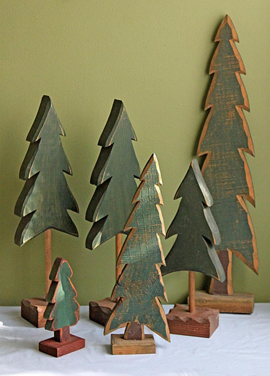 wooden christmas tree decor Rustic, Wooden Christmas Trees on Stands. Hand Carved and Painted Rustic Home or Cabin or