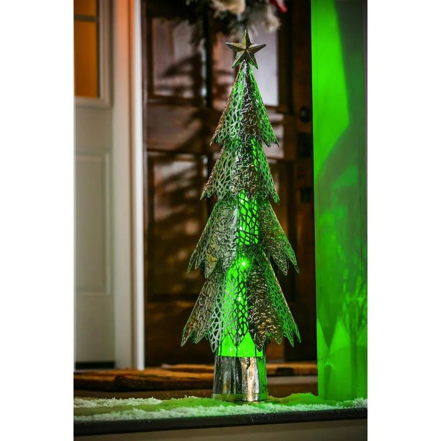 battery operated outdoor christmas decor Evergreen 33inH LED Battery Operated Christmas Tree, Green Light in the Outdoor Christmas