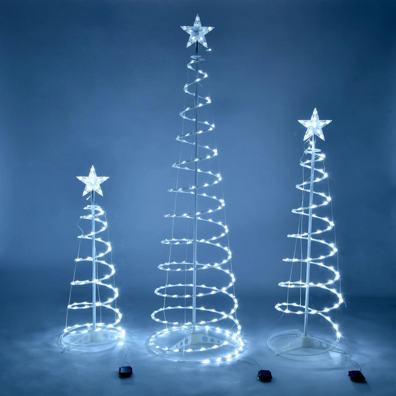 battery operated christmas decorations indoor Set of 3 LED Spiral Christmas Tree Light Kit Star Topper Battery