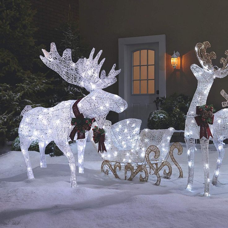 christmas outdoor decorations moose NOMA PreLit LED Light Up Moose Christmas Holiday Lawn Decoration