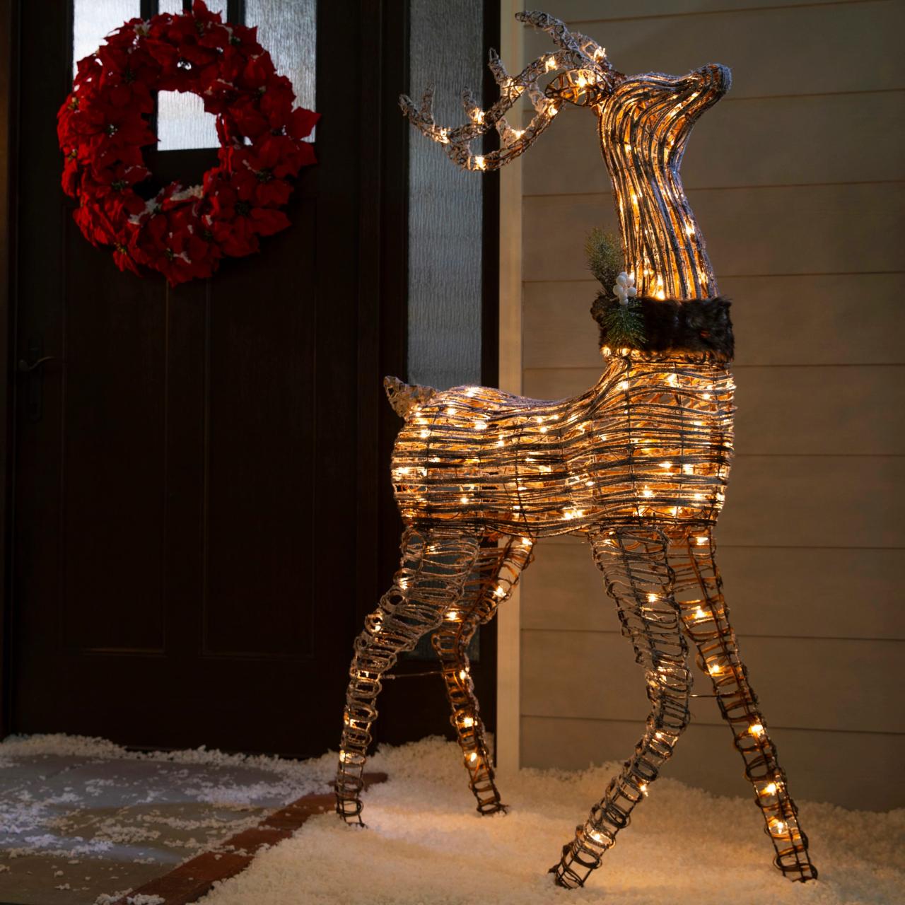 outdoor christmas decor lowes Holiday Living 60in Buck Reindeer with Clear Incandescent Lights in