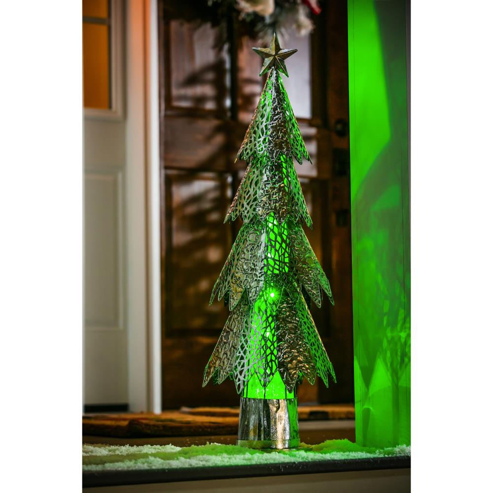 battery powered christmas decor Evergreen 33inH LED Battery Operated Christmas Tree, Green Light in the Outdoor Christmas