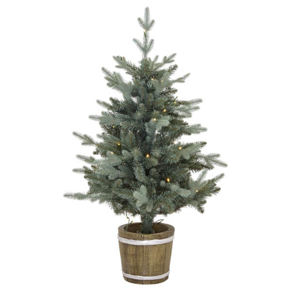 homebase christmas decorations indoor 3.5ft Prelit Barrel Potted Christmas Tree (Battery Operated) Homebase