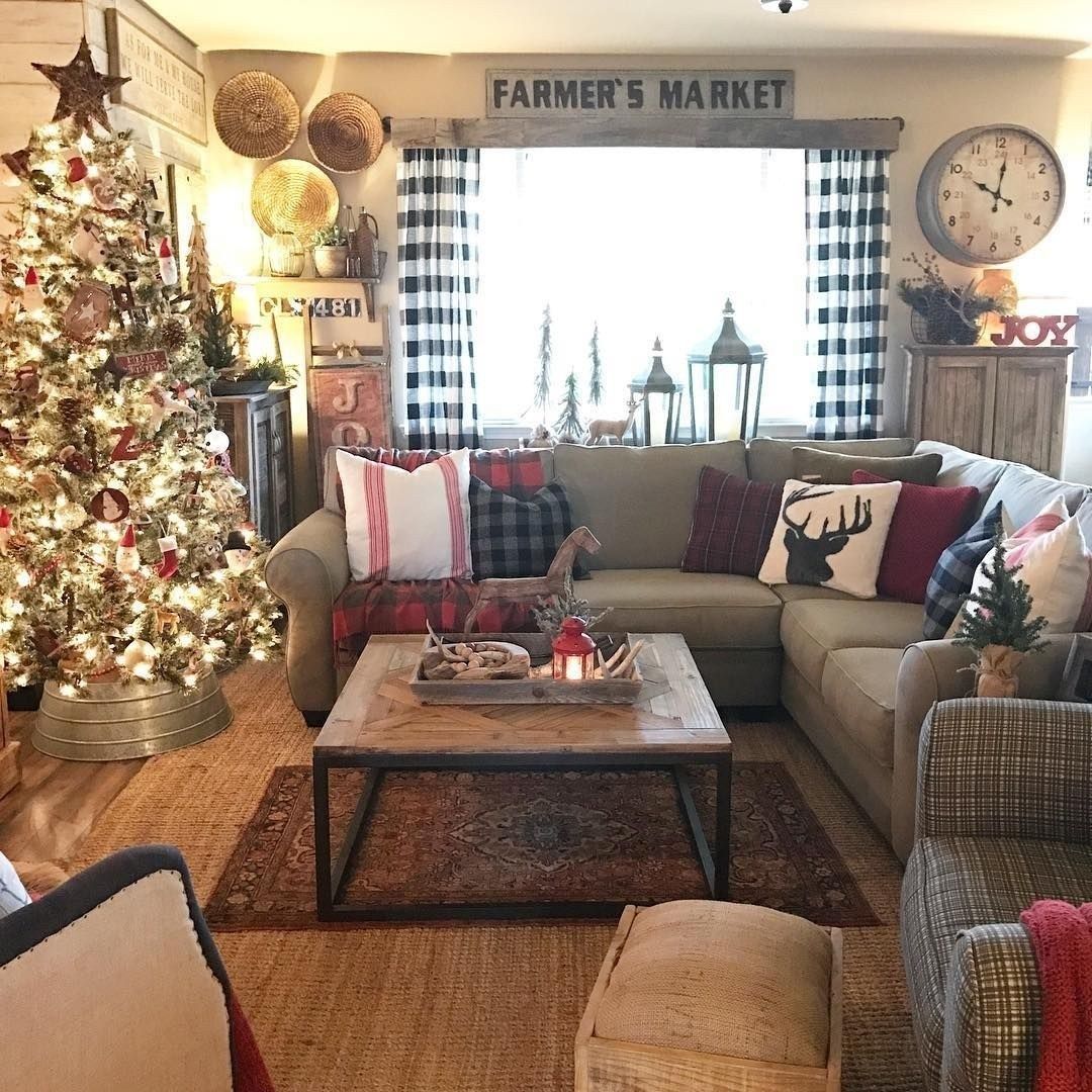 living room farmhouse christmas decor 35 Amazing Rustic Farmhouse Christmas Decor Ideas Christmas living rooms