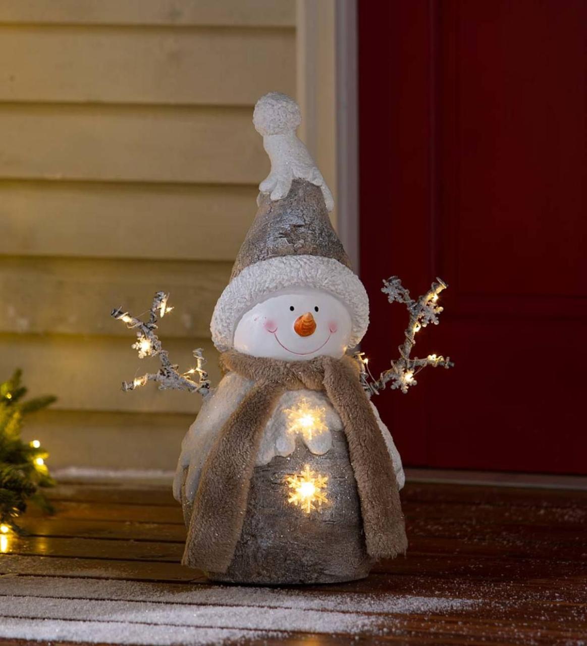 christmas snowman decorations indoor Our Lighted Woodland Snowman Statue has everything you need for a merry