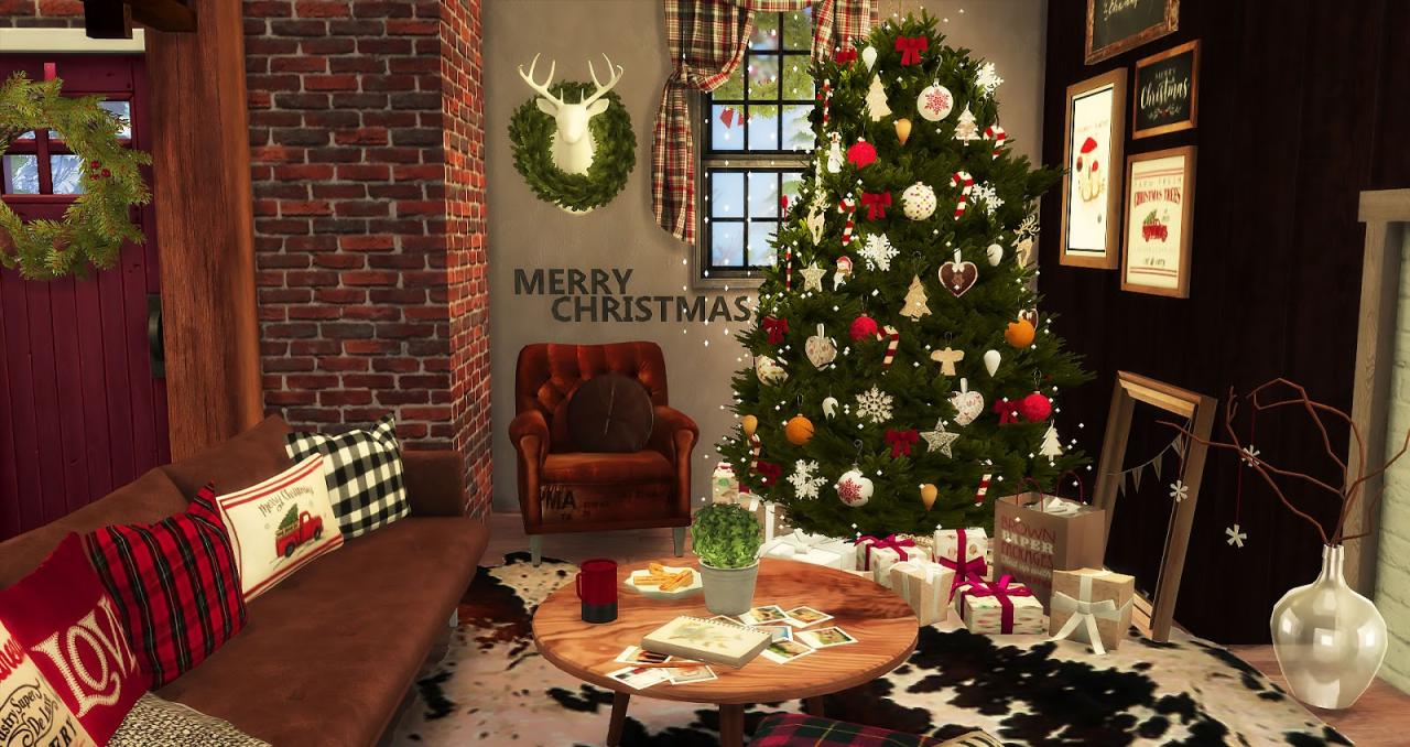 christmas decor sims 4 Sims 4 Christmas Cottage 紅色聖誕夜 [ Ruby's Home Design ]