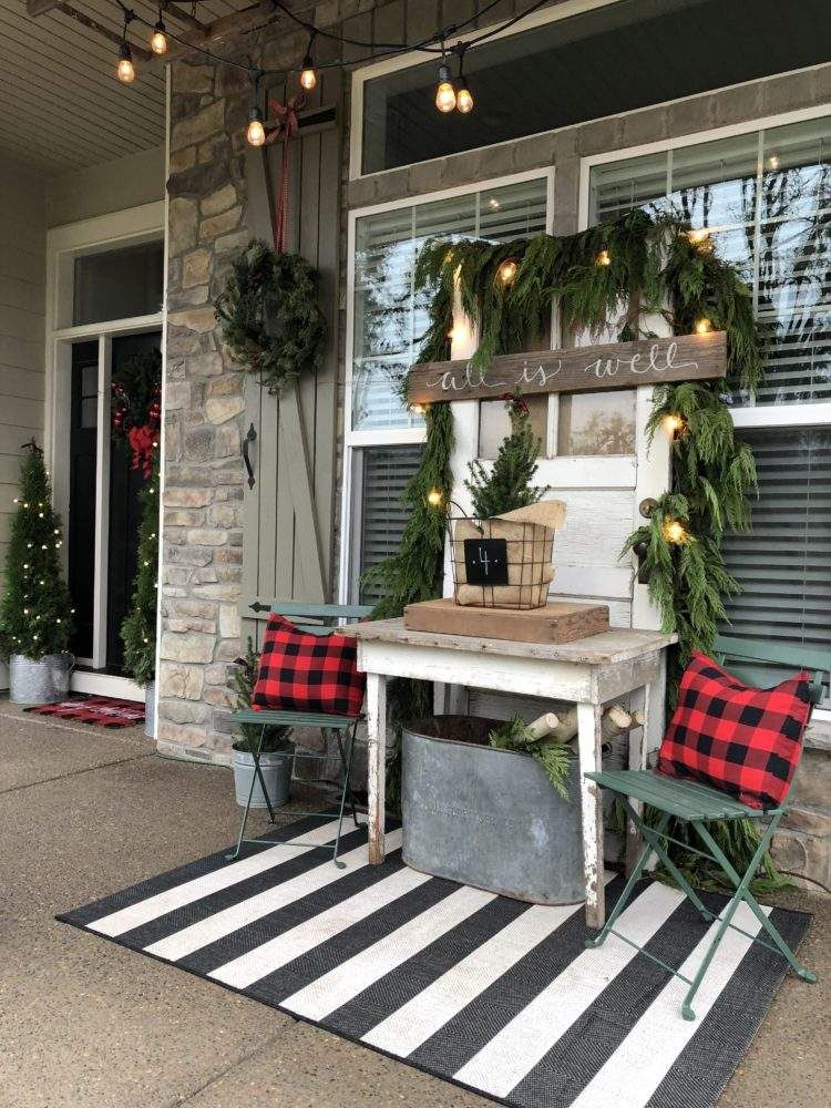 christmas front porch decor 30+ Farmhouse Front Porch Christmas Decor