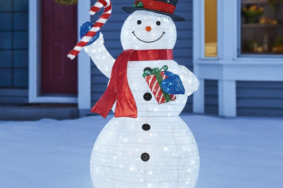 outdoor christmas decor lighted 7ft (2.15 m) Indoor/Outdoor LED Pop Up Christmas Snowman With Twinkle Lights Costco UK