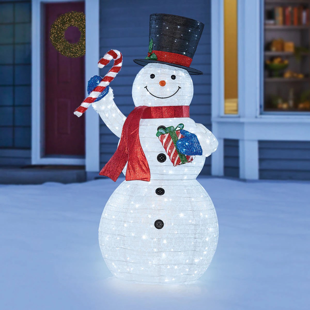 outdoor christmas decor lighted 7ft (2.15 m) Indoor/Outdoor LED Pop Up Christmas Snowman With Twinkle Lights Costco UK