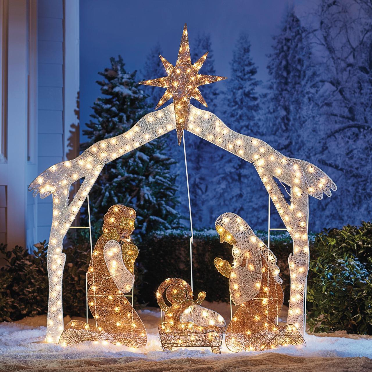 christmas decor nativity scene Crystal Splendor Outdoor Nativity Scene Outdoor Christmas Lighted Decorations and Décor