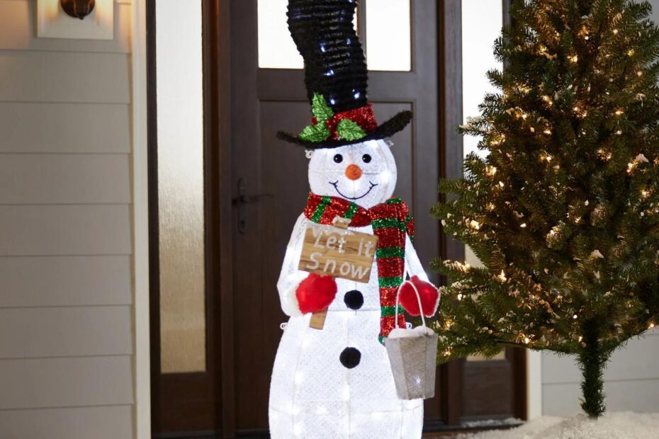 lowes christmas outdoor decor Holiday Living 48in Tall Lighted Snowman in the Outdoor Christmas