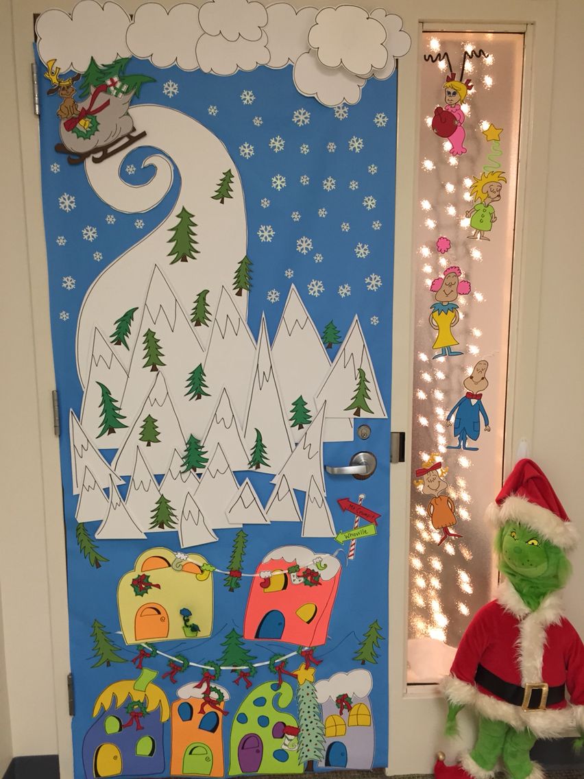 grinch christmas door decor Holiday Office Door Decorations The Grinch