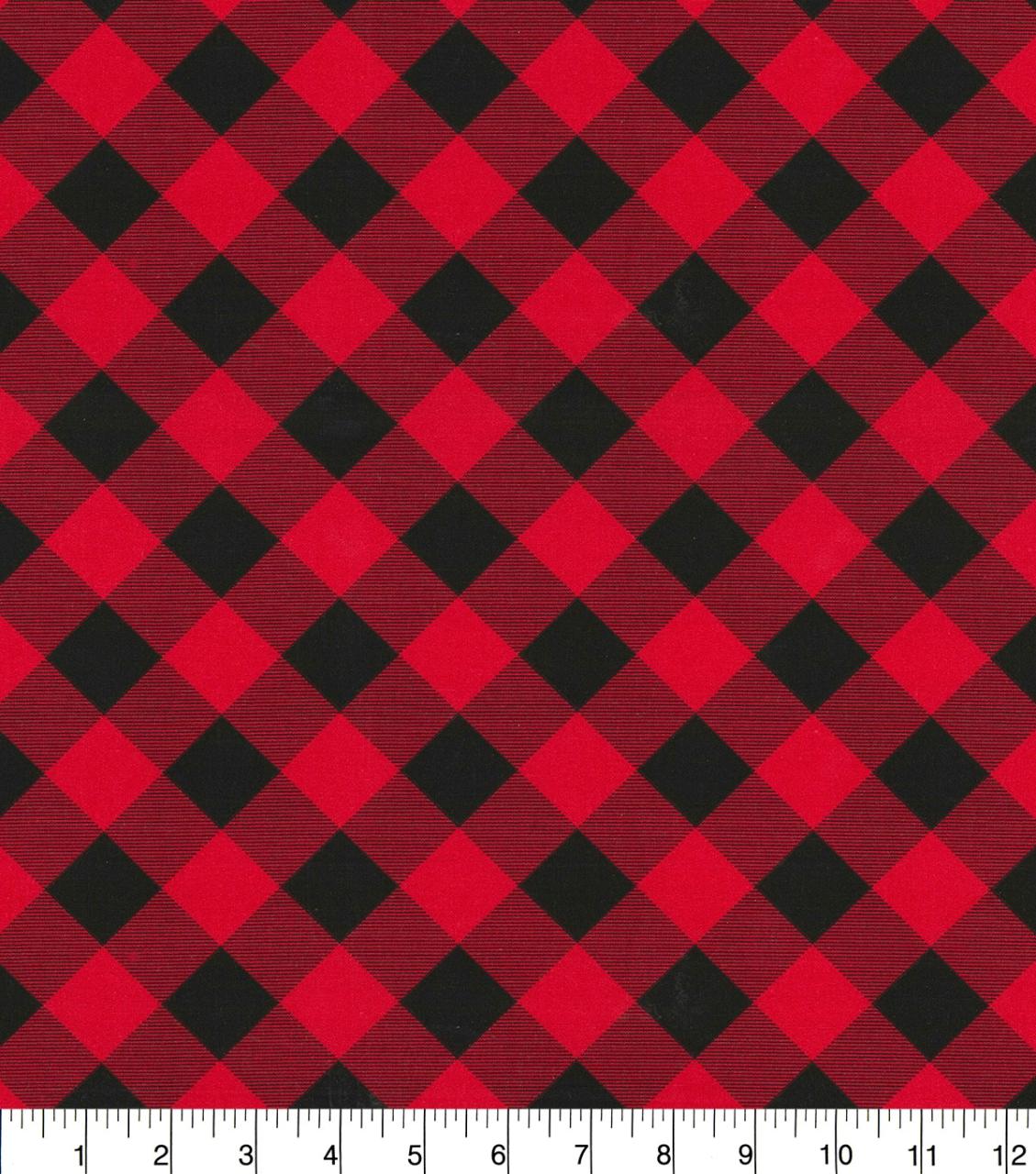 black and red plaid christmas decor Traditional Red Plaid Christmas Cotton Fabric JOANN