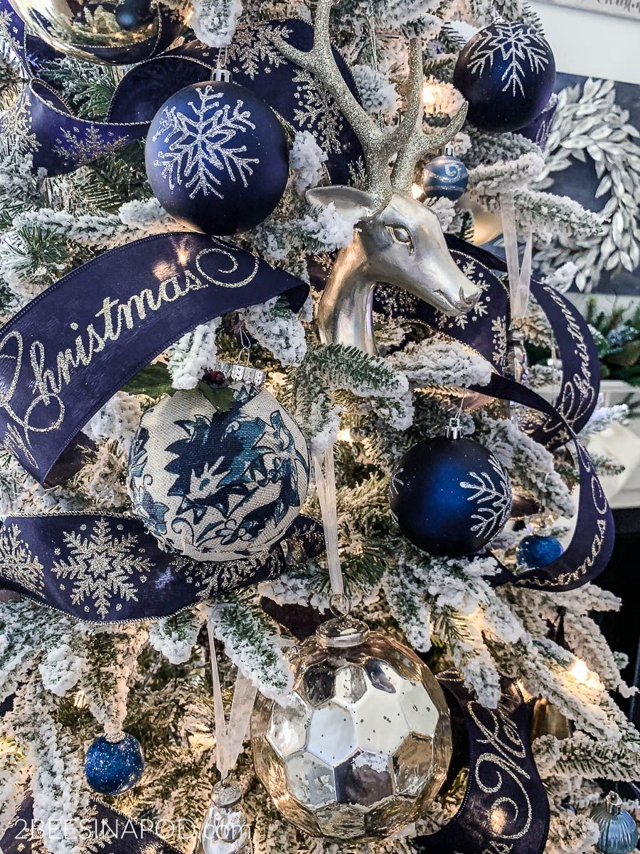 royal blue christmas tree decor Blue and Silver Christmas Tree for the Living Room 2 Bees in a Pod