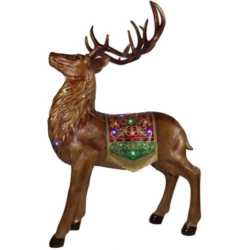 reindeer christmas decor outdoor Fraser Hill Farm Indoor/Outdoor Oversized Christmas Decor with LongLasting LED Lights, 5Ft