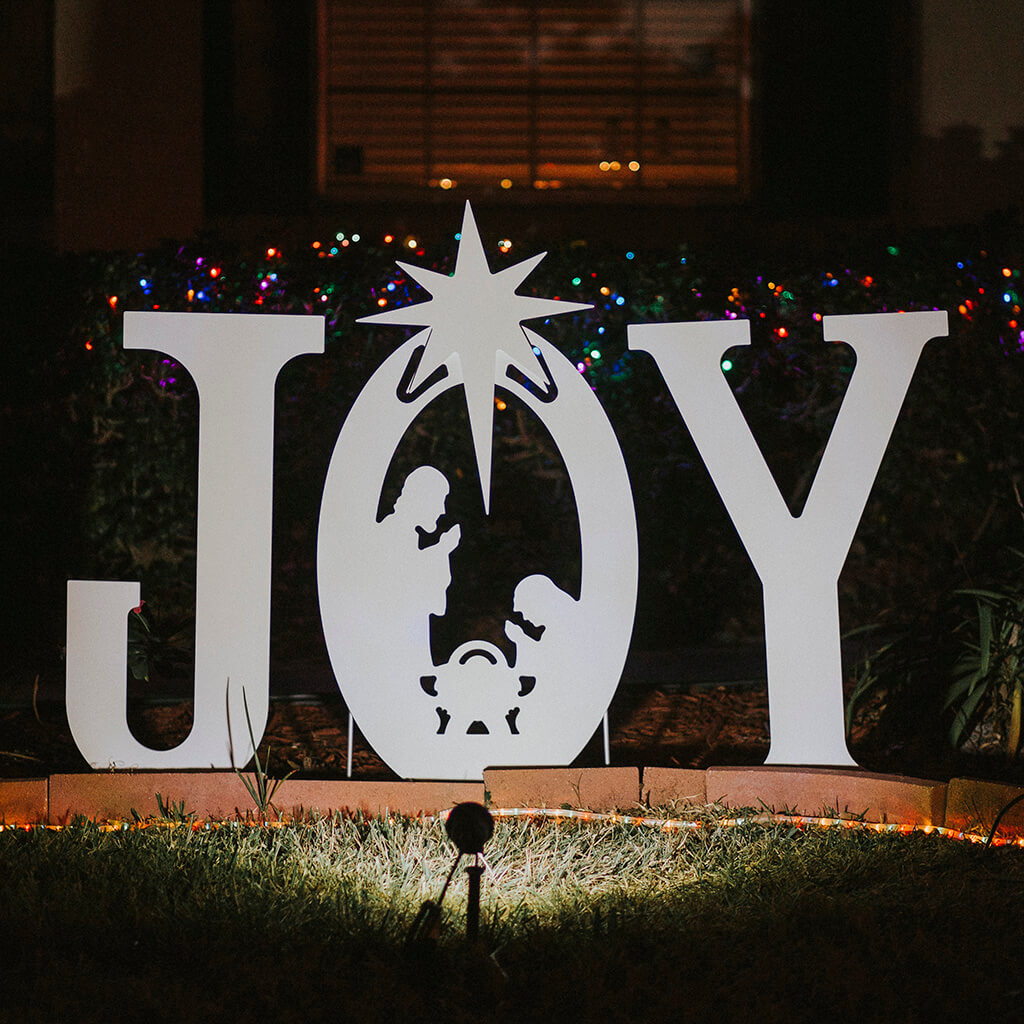 joy sign christmas decor Joy Nativity Yard Sign Christmas Yard Art