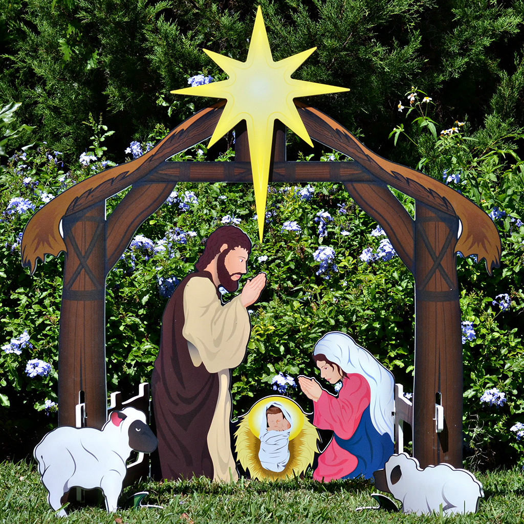 christmas decor nativity scene Holy Night Complete Printed Nativity Set Outdoor Nativity Scene