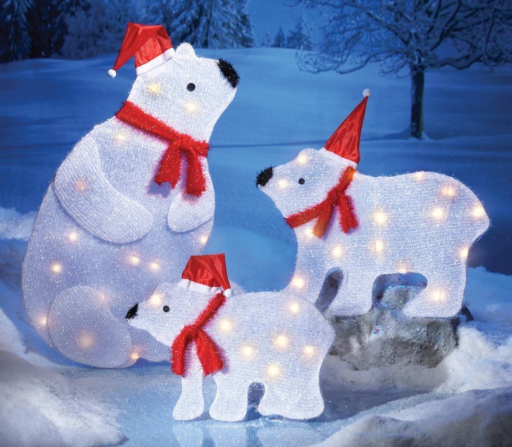 christmas polar bear decor SET OF 3 LIGHTED CHRISTMAS POLAR BEAR FAMILY DISPLAY Outdoor Holiday… Polar bear christmas