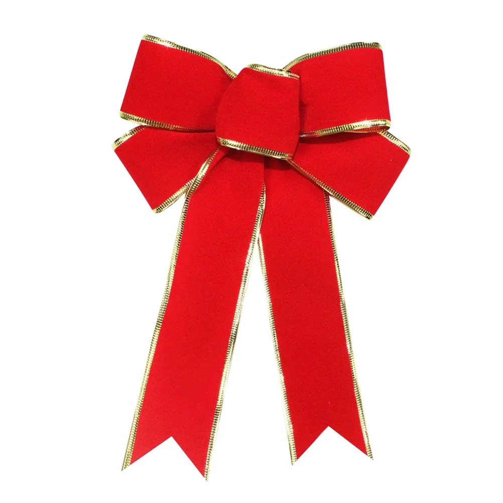 ribbon for christmas decor 25cm Christmas Ribbon Decorations Christmas Tree Bowknot Accessories Ornaments (Red)