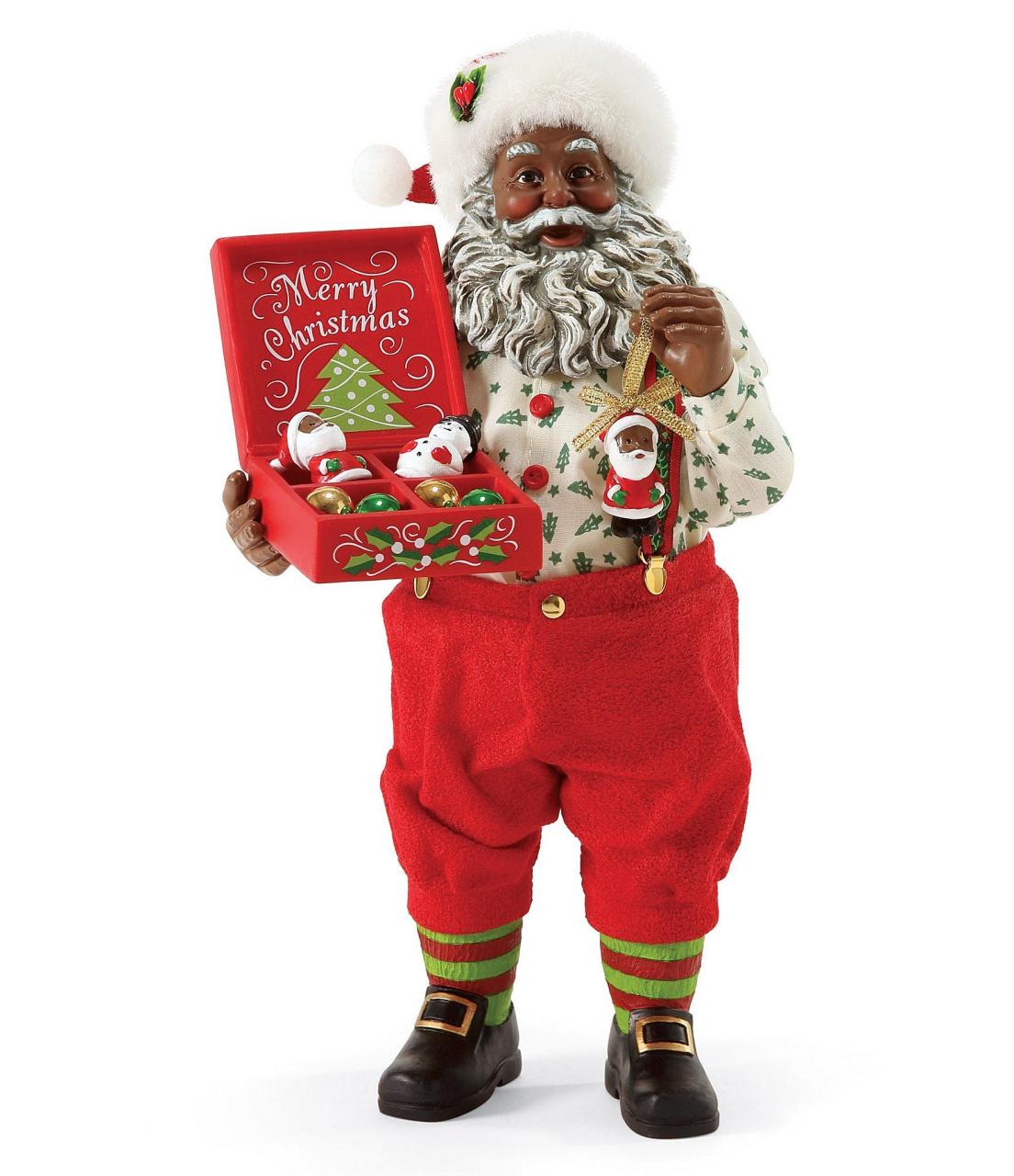 black santa christmas decor Possible Dreams Christmas Traditions Deck the Tree African American Santa Figurine Dillards