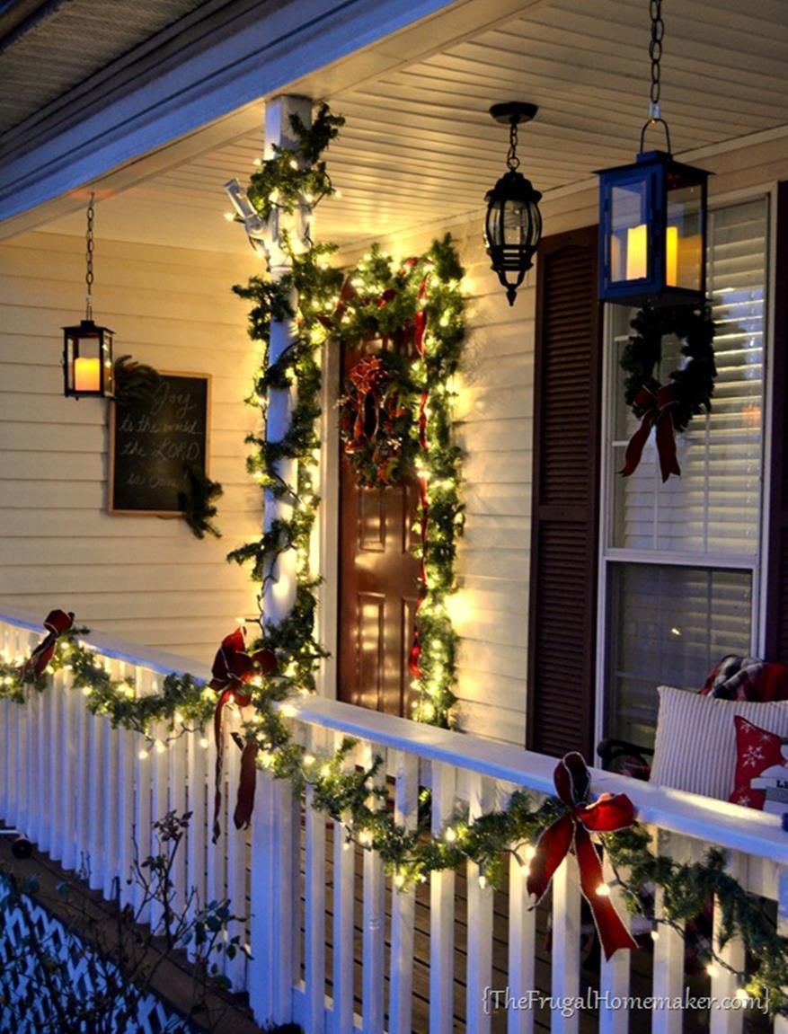 christmas decorations outdoor ideas railing front porch 20+ Front Porch Railing Christmas Decorating Ideas The Urban Decor