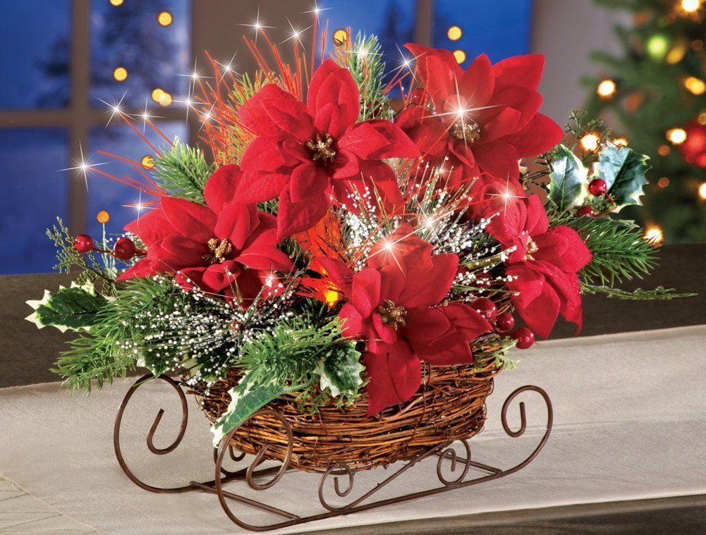 fiber optic christmas decor Fiber Optic Christmas Decorations Christmas flower arrangements, Christmas decorations