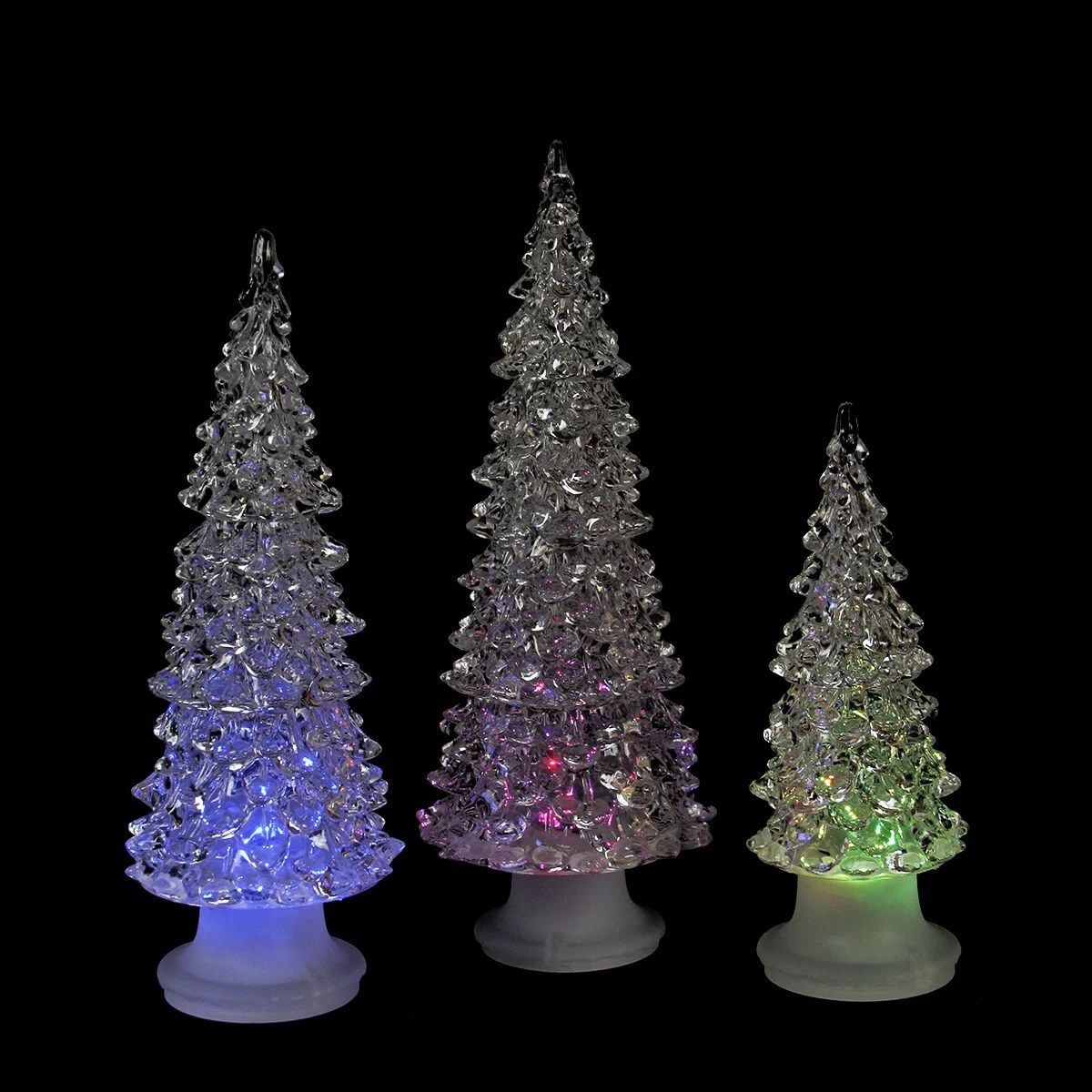 battery powered christmas decor Icy Crystal 3 Piece LED Christmas Trees Battery Operated Table Top Decor Set Wayfair