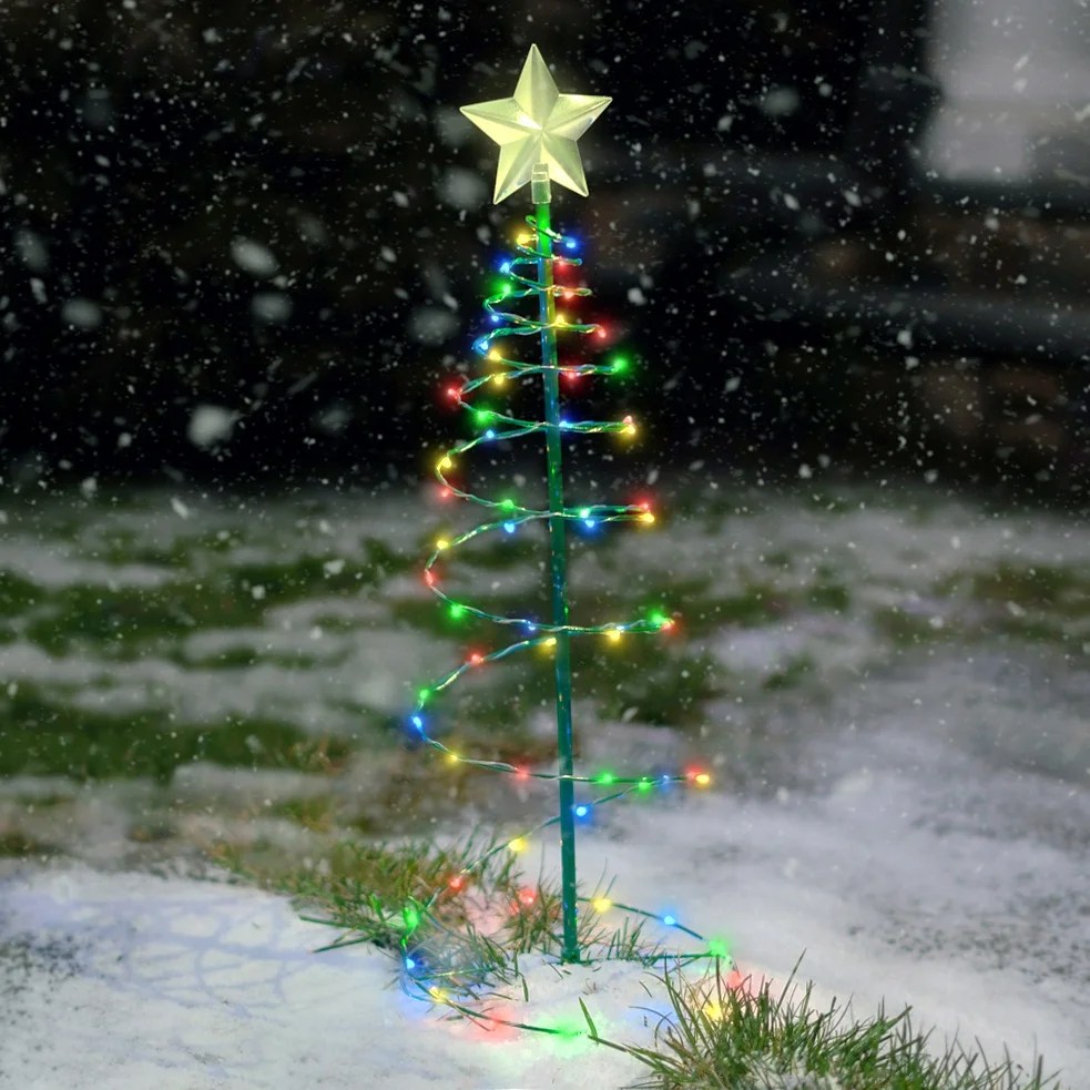 solar outdoor christmas decor Solar Metal LED Christmas Tree Decoration Light MultiColored