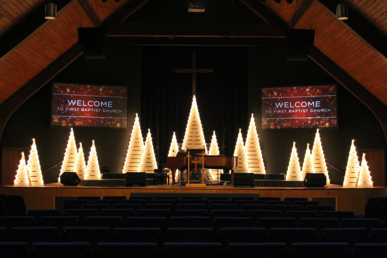 church christmas stage decor Trees Aglow Church Stage Design Ideas Scenic sets and stage design ideas from churches