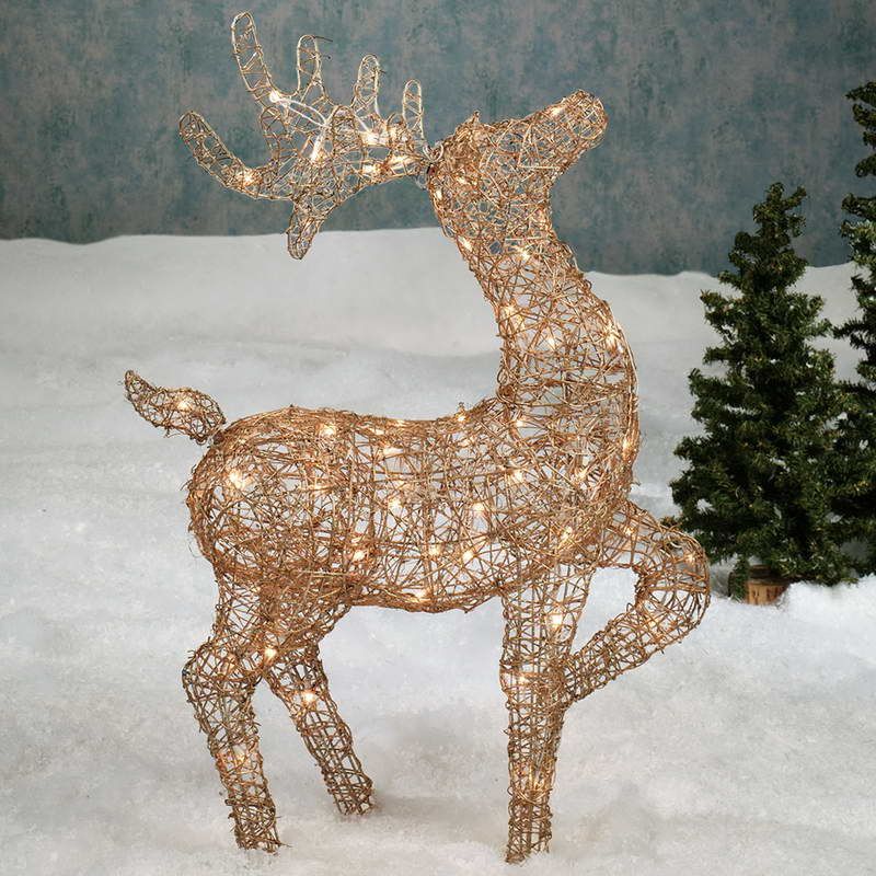 christmas deer decor outdoor OutdoorLightedChristmasDecorationIdeasWithAnimalDeer Reindeer outdoor decorations