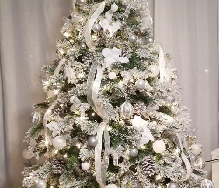 decor for white christmas tree White and Silver Christmas Tree Decorations