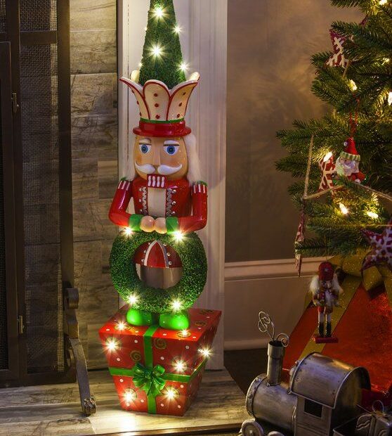 outdoor christmas decorations battery operated lights Illuminated Battery Powered Nutcracker Statue Outdoor christmas