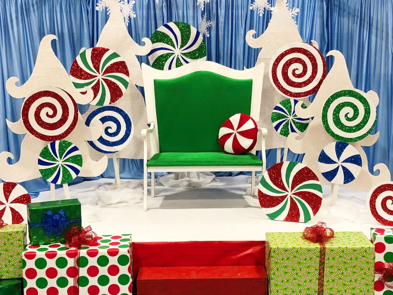 christmas decor ideas backdrop Christmas photo backdrop for Pictures with Santa at school🎄Candy