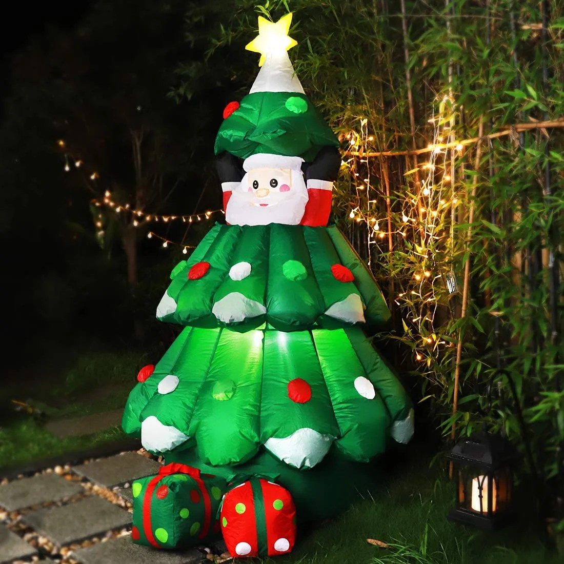 christmas decorations outdoor walmart 6ft Height Inflatable LED Lighted Christmas Tree with Pop up Santa and