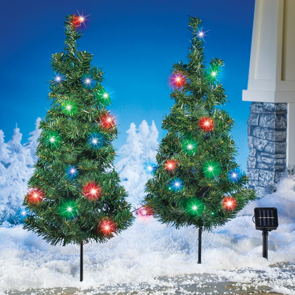 christmas decor solar lights Solar Christmas Trees Set with Multicolor Lights Collections Etc.