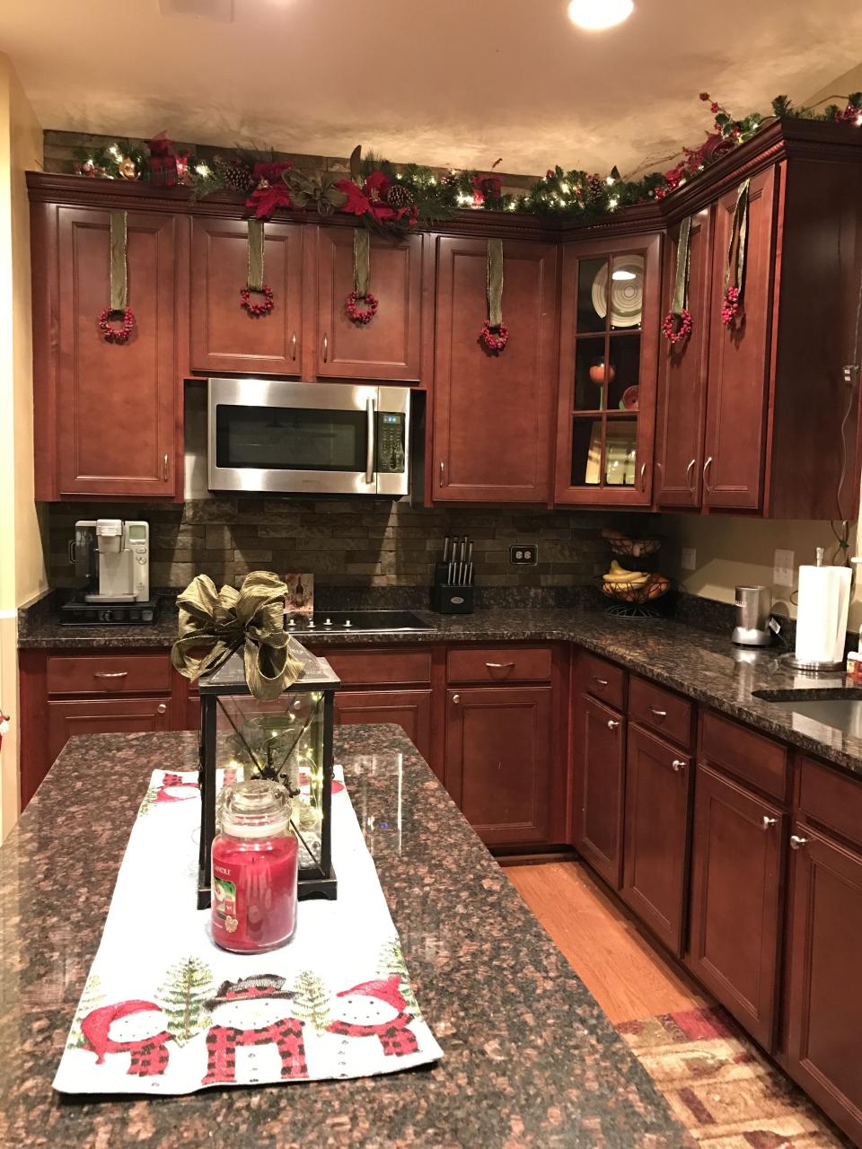 cabinet top christmas decor Christmas Kitchen Decor