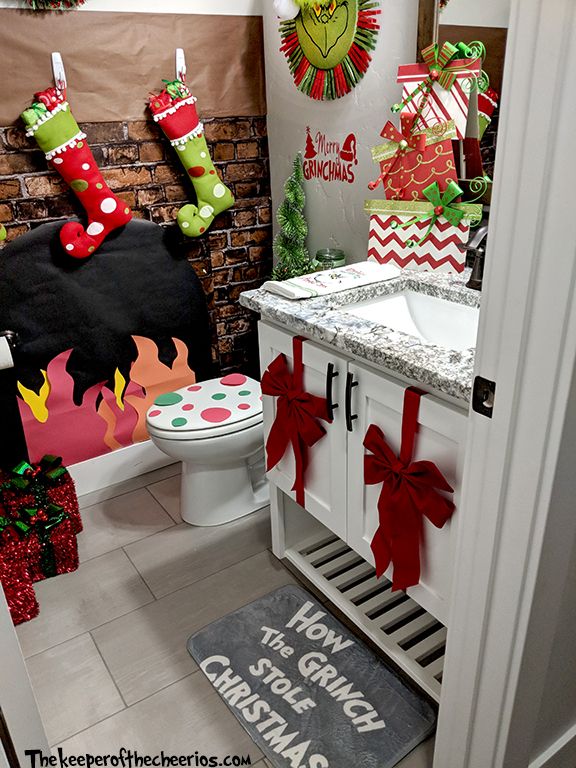 grinch christmas bathroom decor Grinch Bathroom Ideas The Keeper of the Cheerios Grinch christmas decorations, Christmas