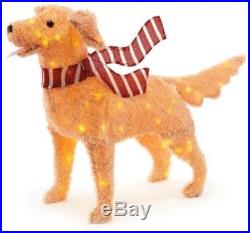 golden retriever christmas decor outdoor 48in 120L LED Fuzzy Golden Retriever Holiday Christmas Yard Outdoor Decoration