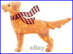 golden retriever christmas decor outdoor 48in 120L LED Fuzzy Golden Retriever Holiday Christmas Yard Outdoor Decoration