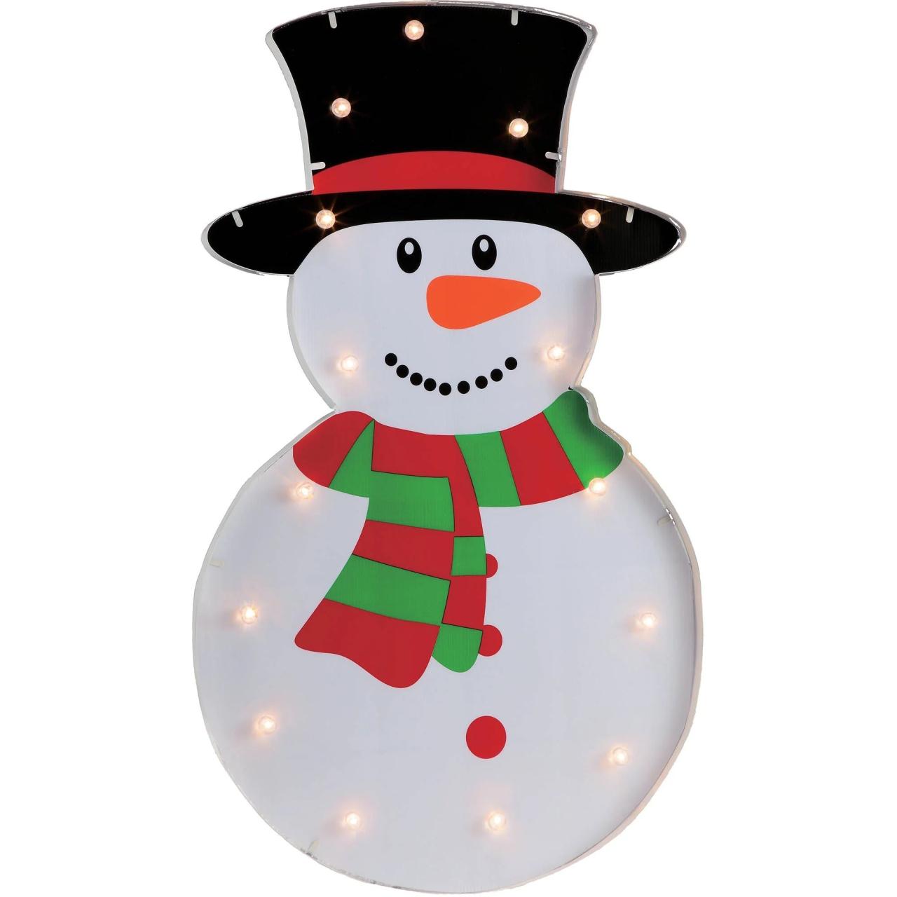 battery powered christmas decor Holiday Time Christmas Decor 36" Marquee Battery Operated Snowman with 15 Warm White LED Lights