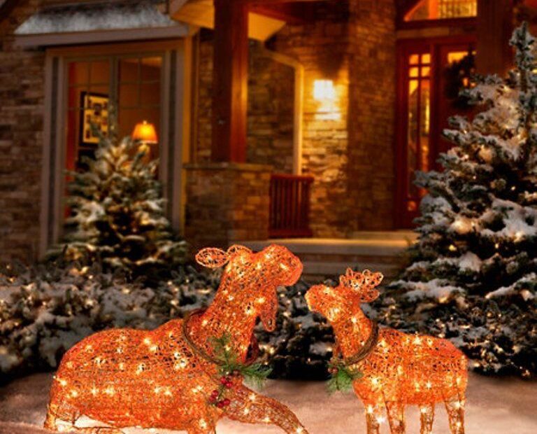 outdoor christmas decorations sale nearby Lighted Christmas Moose Family Outdoor Christmas Decor Set of 2 FOR