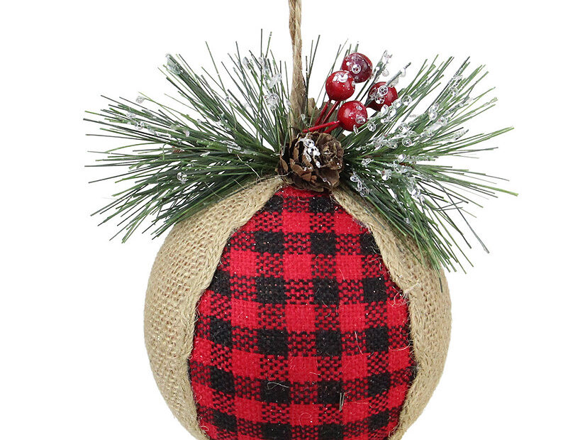 red and black christmas decor 5.5" Red and Black Plaid with Burlap Christmas Ornament Oriental Trading