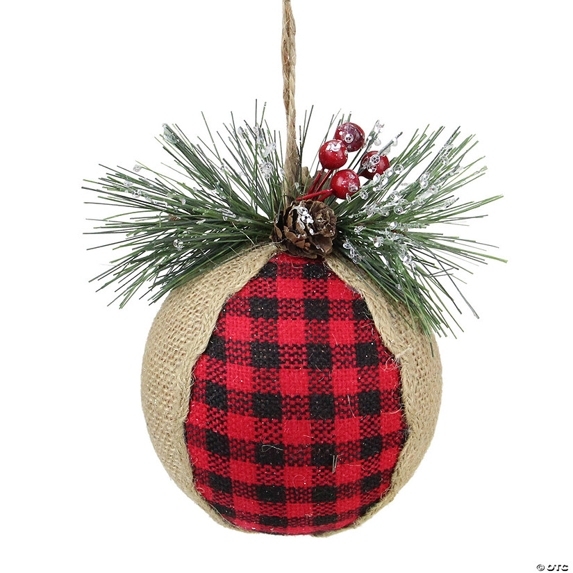 red and black christmas decor 5.5" Red and Black Plaid with Burlap Christmas Ornament Oriental Trading