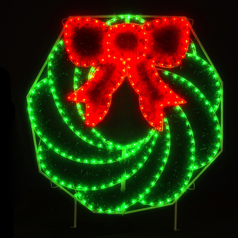 outdoor christmas decor led Holiday Lighting Specialists 8ft Wreath Outdoor Christmas Decoration with LED Multicolor Lights